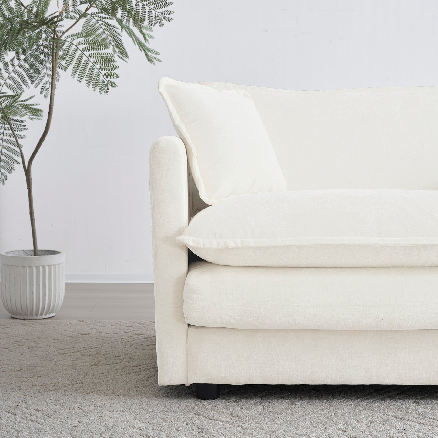 Free Combination Modular Sofa Free,4 Seater Sofa Comfy Chenille Fabric,Sectional Sofa Couch,White