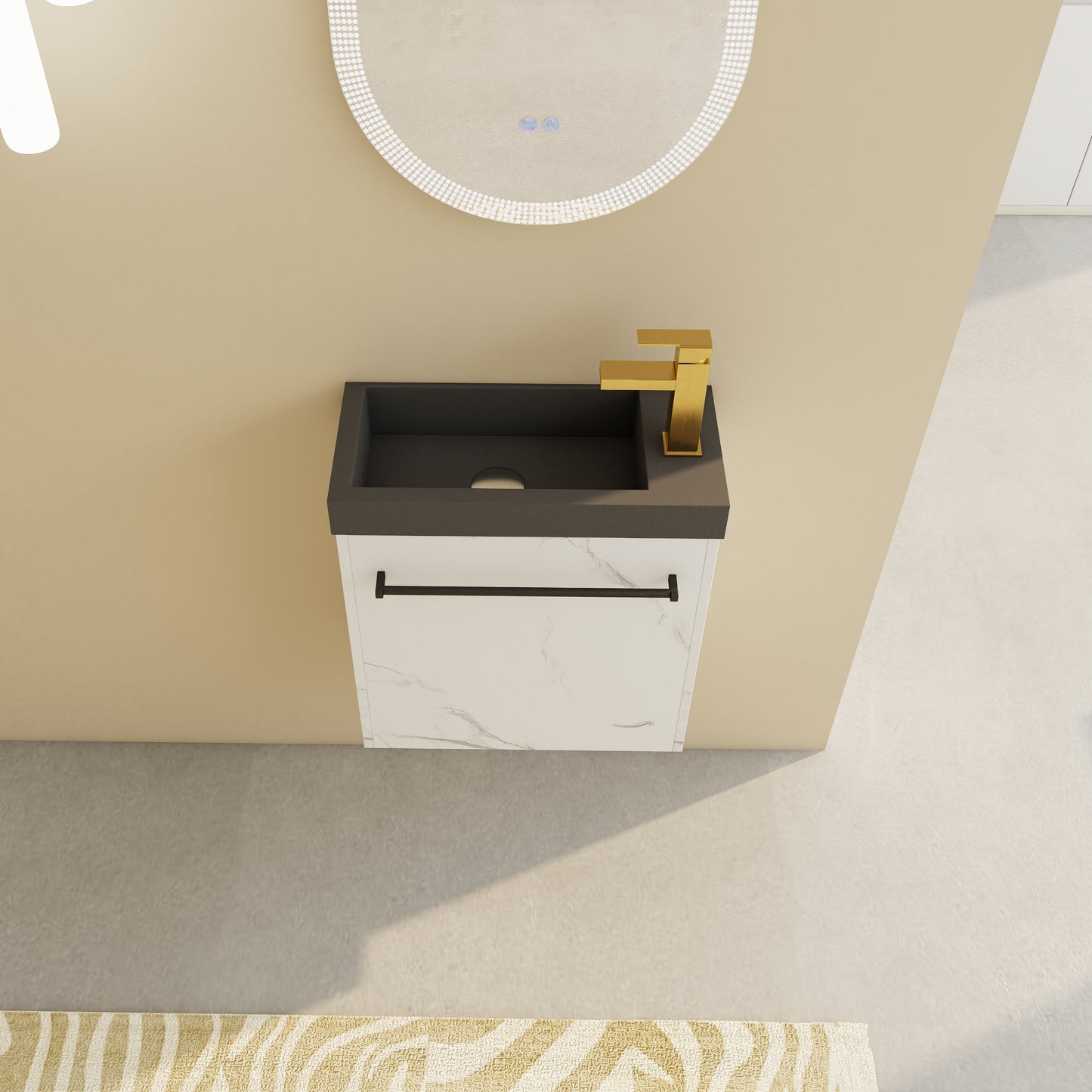 20  Floating Wall- Mounted Bathroom Vanity With Resin Sink & Soft- Close Cabinet Door