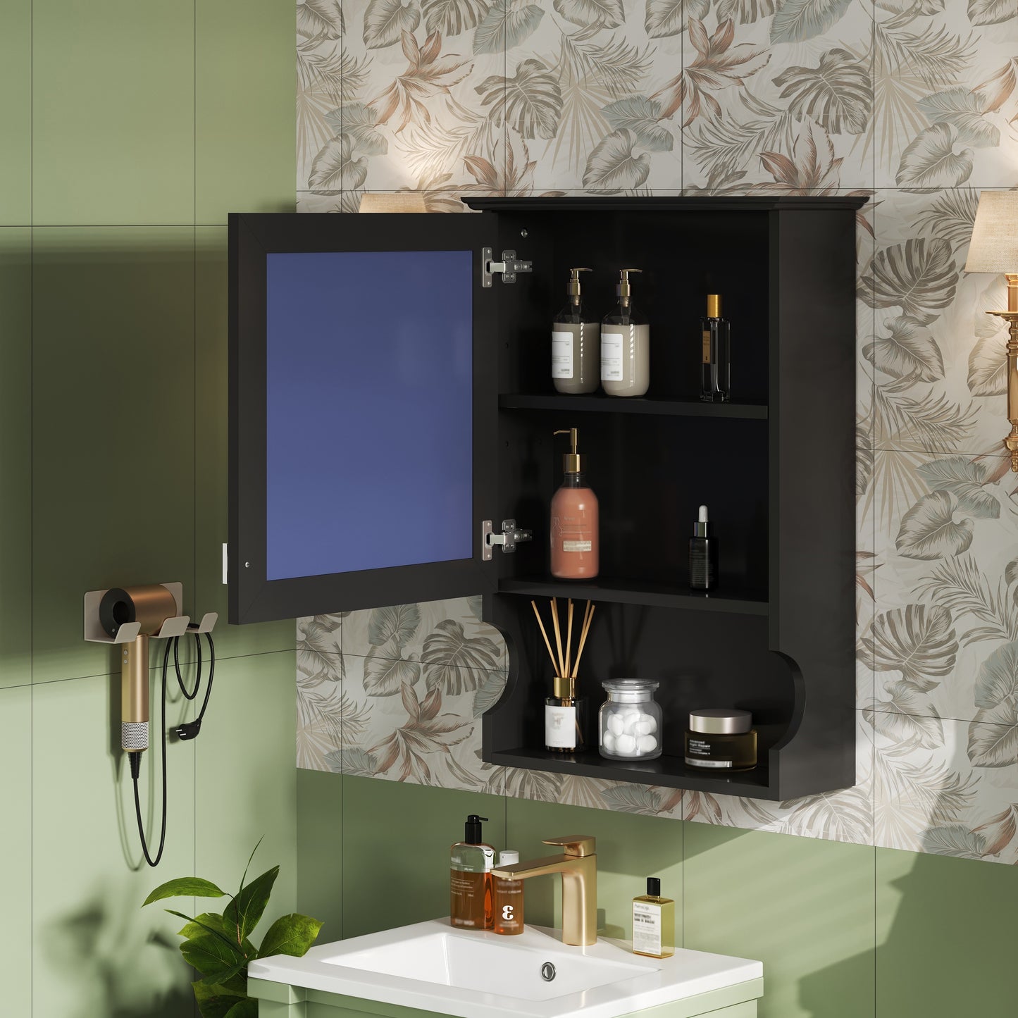 20 Wall Mounted Bathroom Storage Cabinet With Mirror, Wall Mounted Home Storage With Door, Mirrored Wall Medicine Cabinet