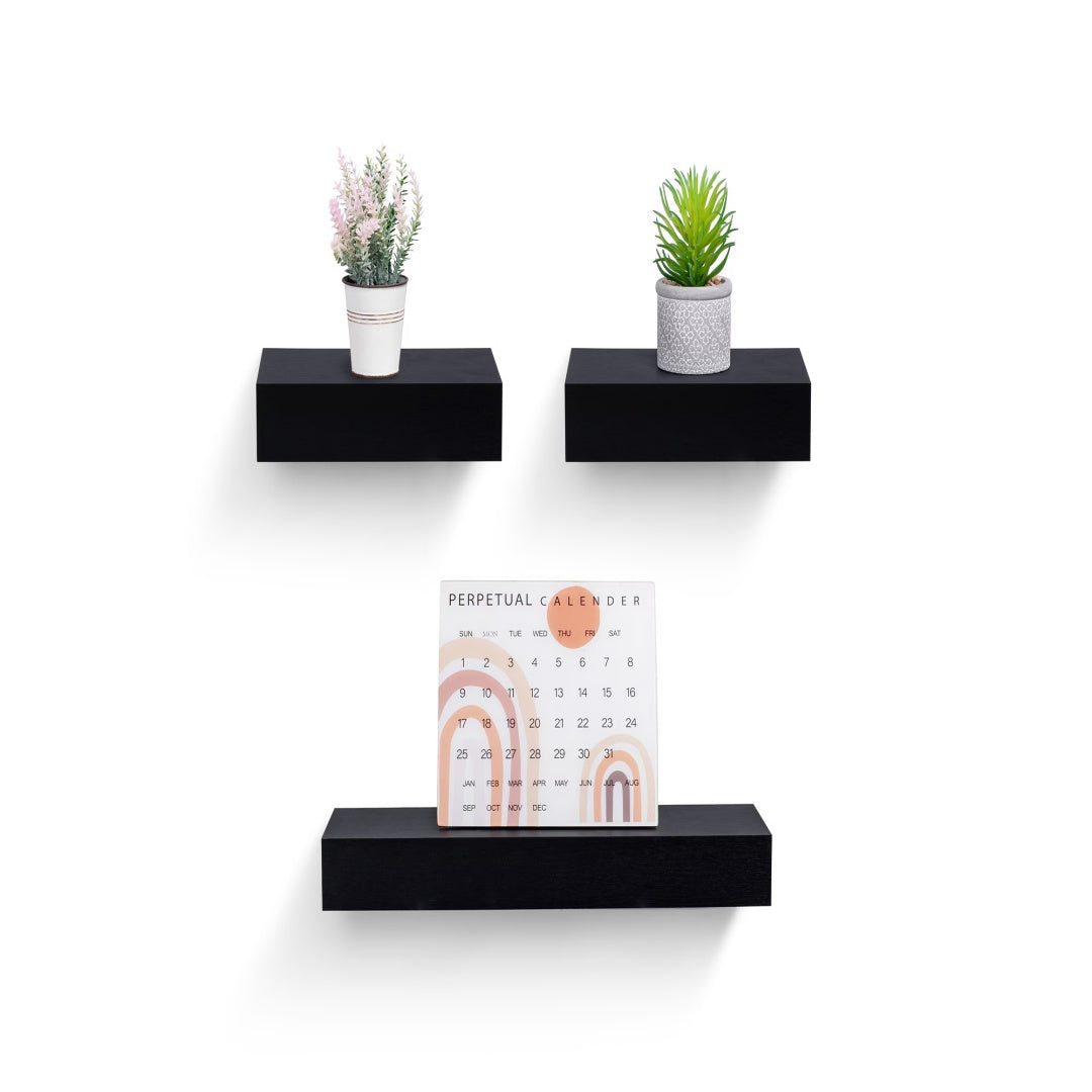Floating Shelves  18.11 Wall Mounted Wood Shelves For Bathroom, Bedroom, Living Room, Kitchen, Hanging Shelf For Books Storage Decor With Invisible Brackets, Black