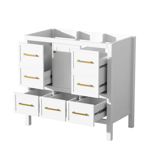 36 Bathroom Vanity Without Sink, Solid Wood Frame Bathroom Storage Cabinet, Freestanding Vanity With 5 Drawers& Soft Closing Doors  NOT INCLUDE BASIN SINK