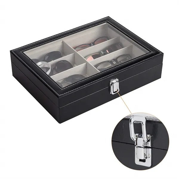 Leather Multi Sunglasses Organizer For Women Men Eyeglasses