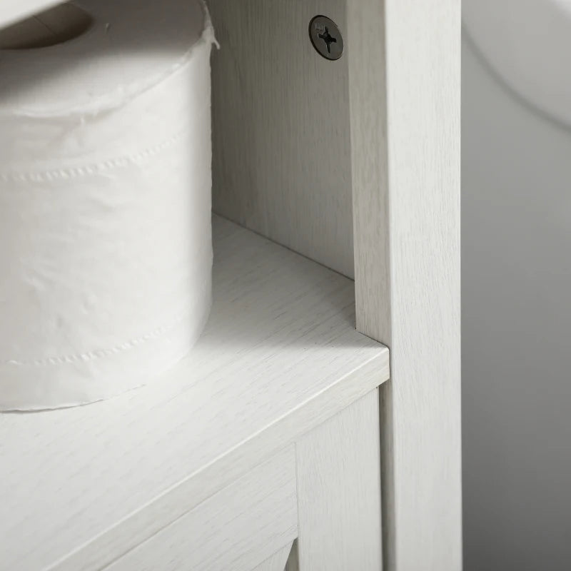 Kleankin Modern Farmhouse Bathroom Sink Cabinet, Pedestal Sink Storage Cabinet With Double Doors And Shelves, White
