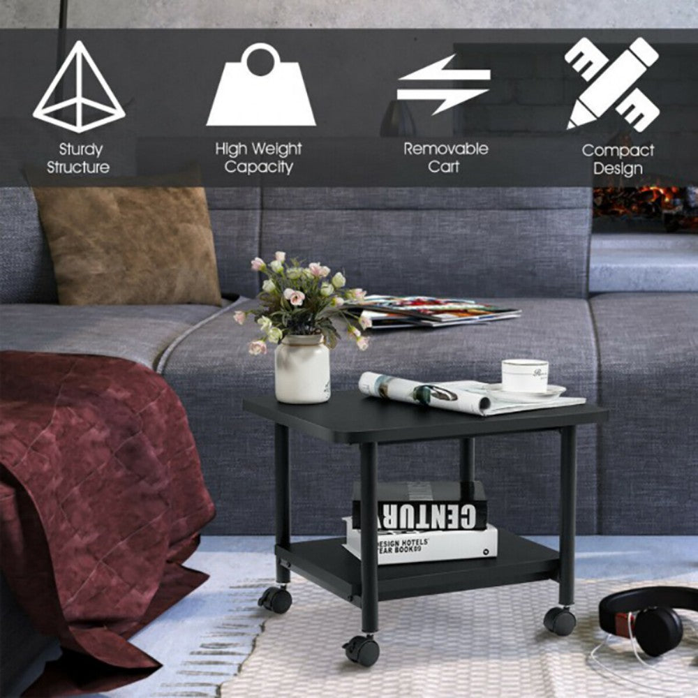 Under Desk Printer Stand With Storage Shelf And Lockable Wheels