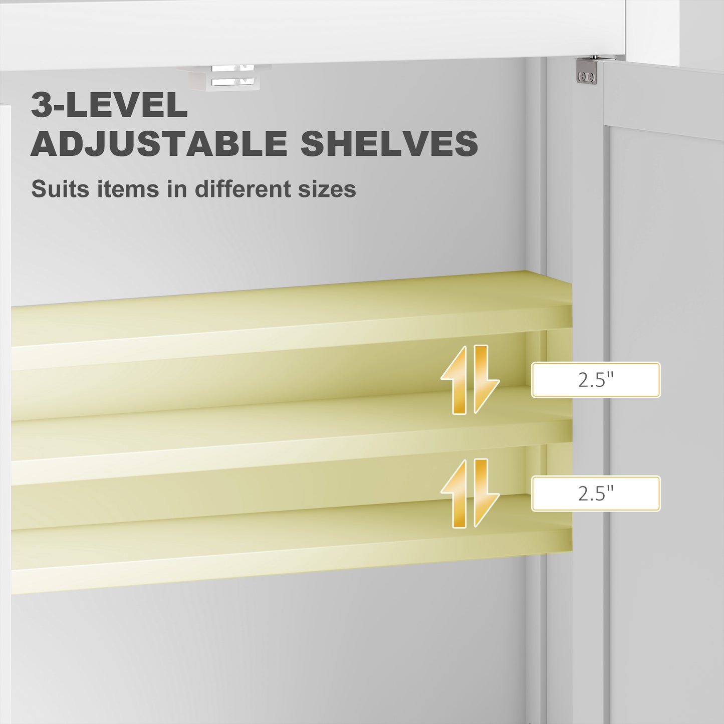 Bathroom Cabinet Wall Mounted, Modern Bathroom Wall Cabinet With 2 Doors And 2 Adjustable Shelves, White
