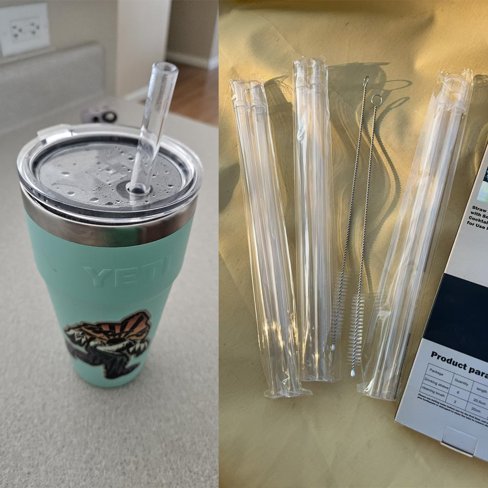 Plastic Straws, Reusable Clear Transparent Straight Drinking Straws, Set Of 6 With 2 Cleaning Brushes