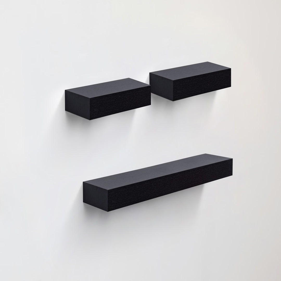 Floating Shelves  23.6 Wall Mounted Wood Shelves For Bathroom, Bedroom, Living Room, Kitchen, Hanging Shelf For Books Storage Decor With Invisible Brackets, Black