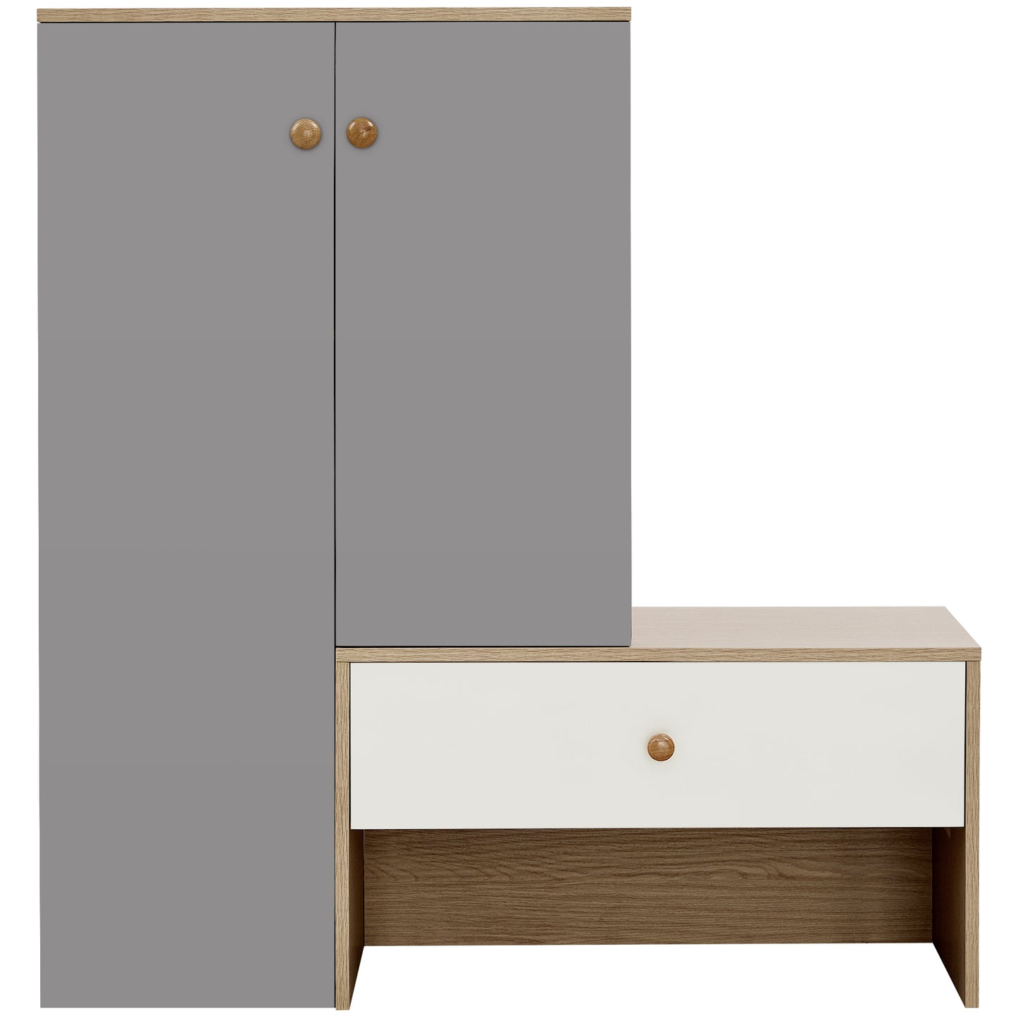 12 Pair Shoe Storage Organizer With Bench, 43.25 H Shoe Cabinets, Shoe Rack With 6-Tier Adjustable Shelves, For Entryway Hallway Closet, White & Gray