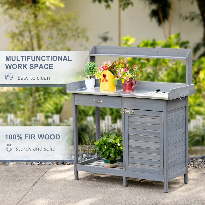 Outdoor Potting Bench Table With Removable Sink