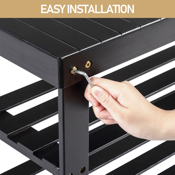 3-Tier Seamless Top Bamboo Shoe Rack