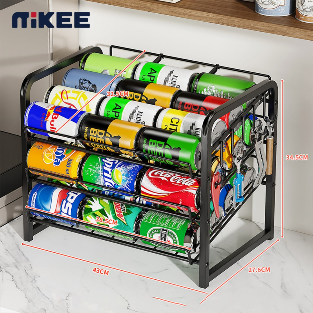 3-layer Can Rack With Hooks