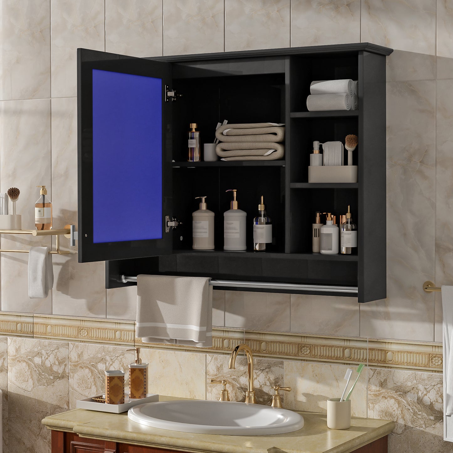 3-in-1 Bathroom Mirror Cabinet, 36-inch Wall Mounted Medicine Cabinet With Adjustable Shelf & Soft Close Door, High-Define Mirror With Storage For Bathroom Vanity