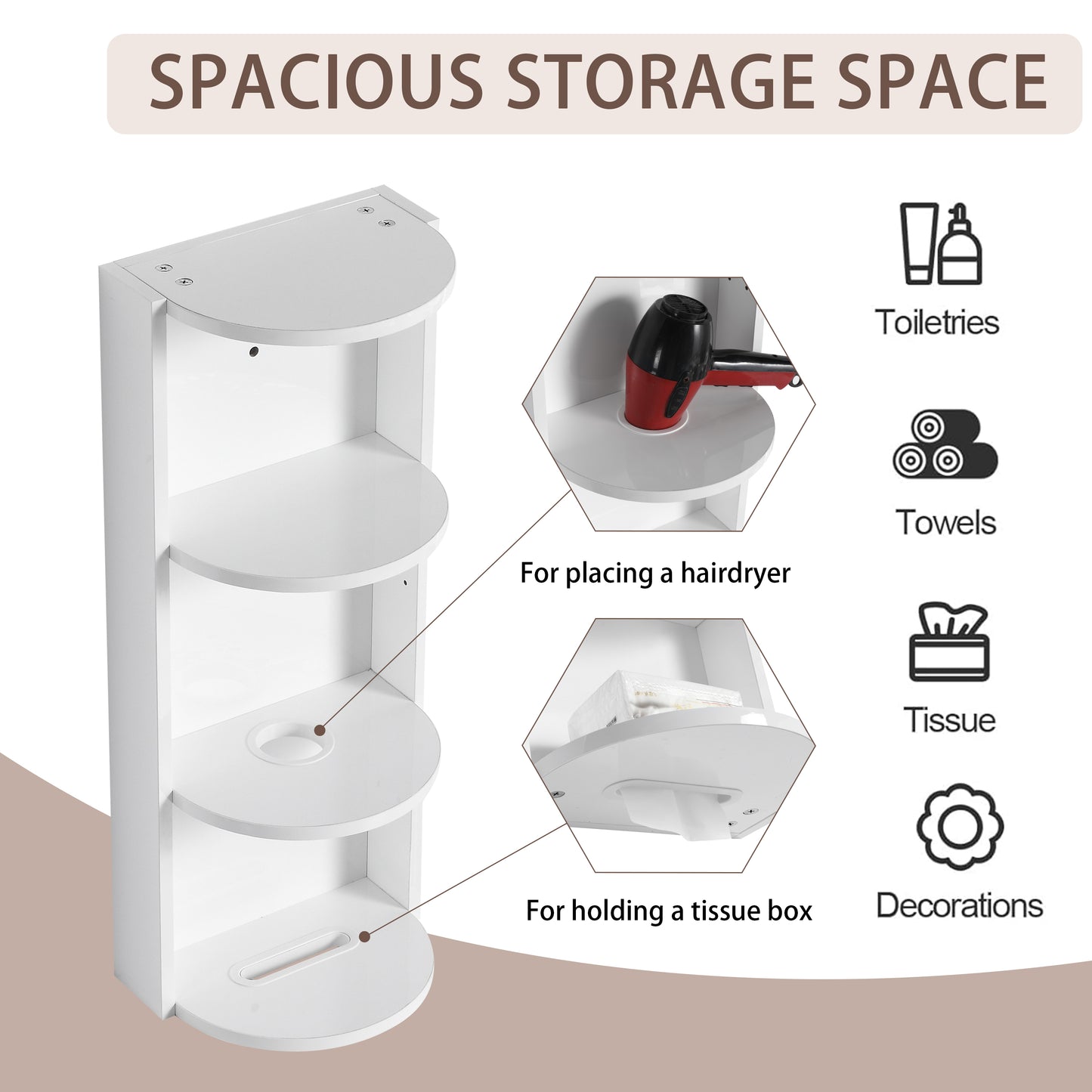 12  Bathroom Wall- Mounted Storage Rack  Float Mounting Design  KD- Packing