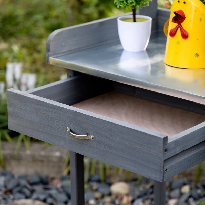 Outdoor Potting Bench Table With Removable Sink