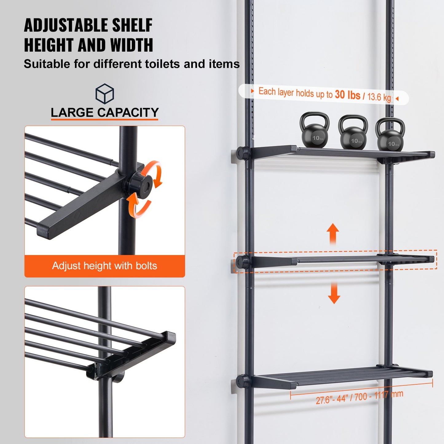 Over The Toilet Storage 4-Tier Bathroom Shelf Rack Space Saver Organizer