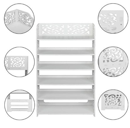 Wood Plastic Board -6-story Carved Shoe Rack