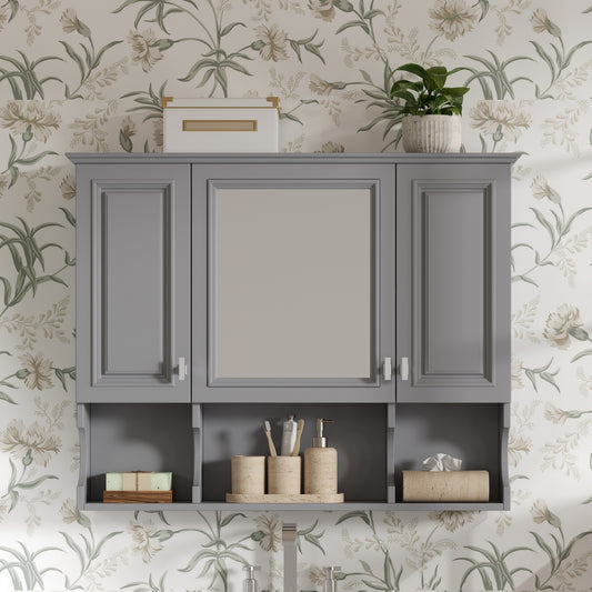 35'' X 28'' Wall Mounted Bathroom Medicine Cabinet, Modern Bathroom Wall Cabinet With Mirror,  Mirror Cabinet With Open Shelves