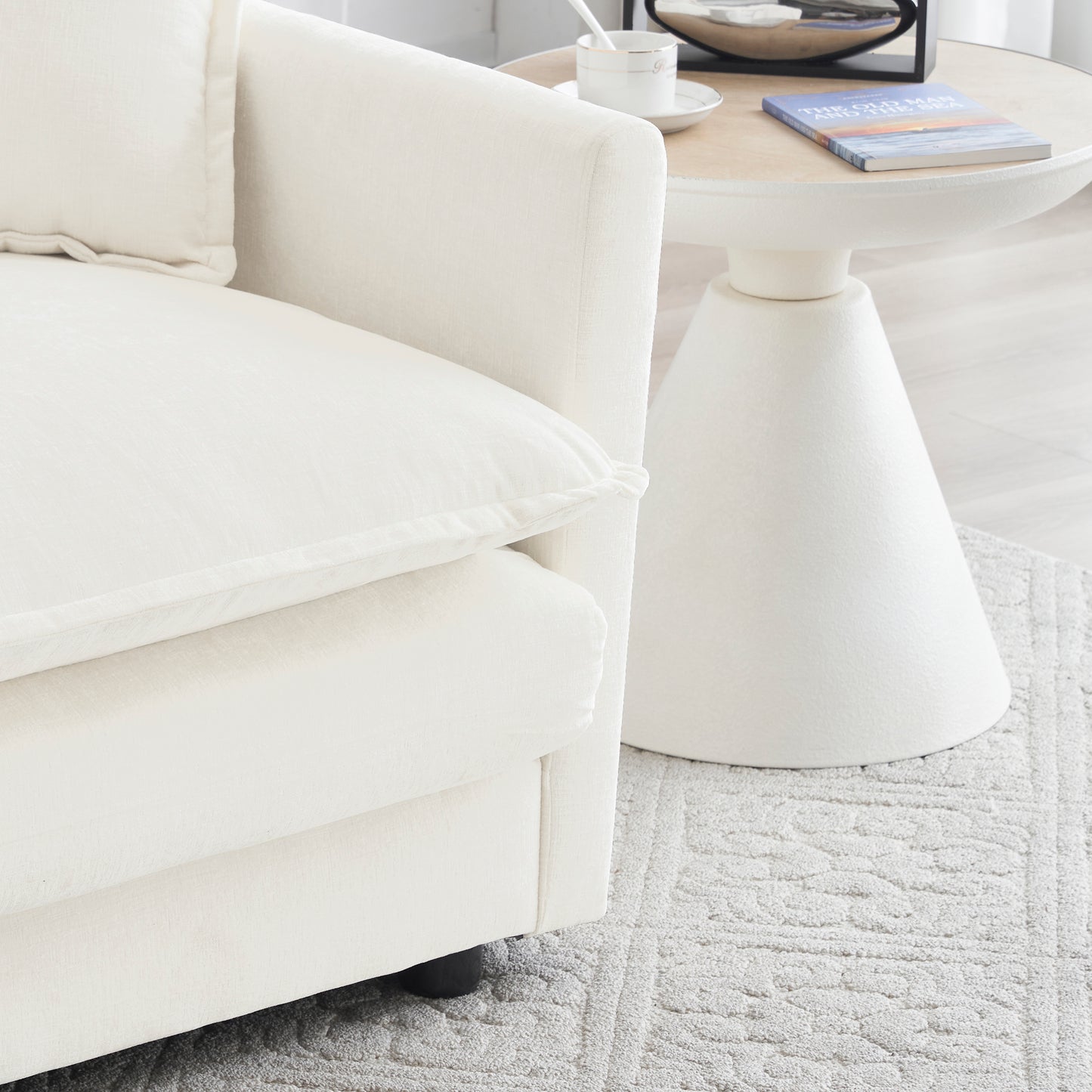 Free Combination Modular Sofa Free,4 Seater Sofa Comfy Chenille Fabric,Sectional Sofa Couch,White