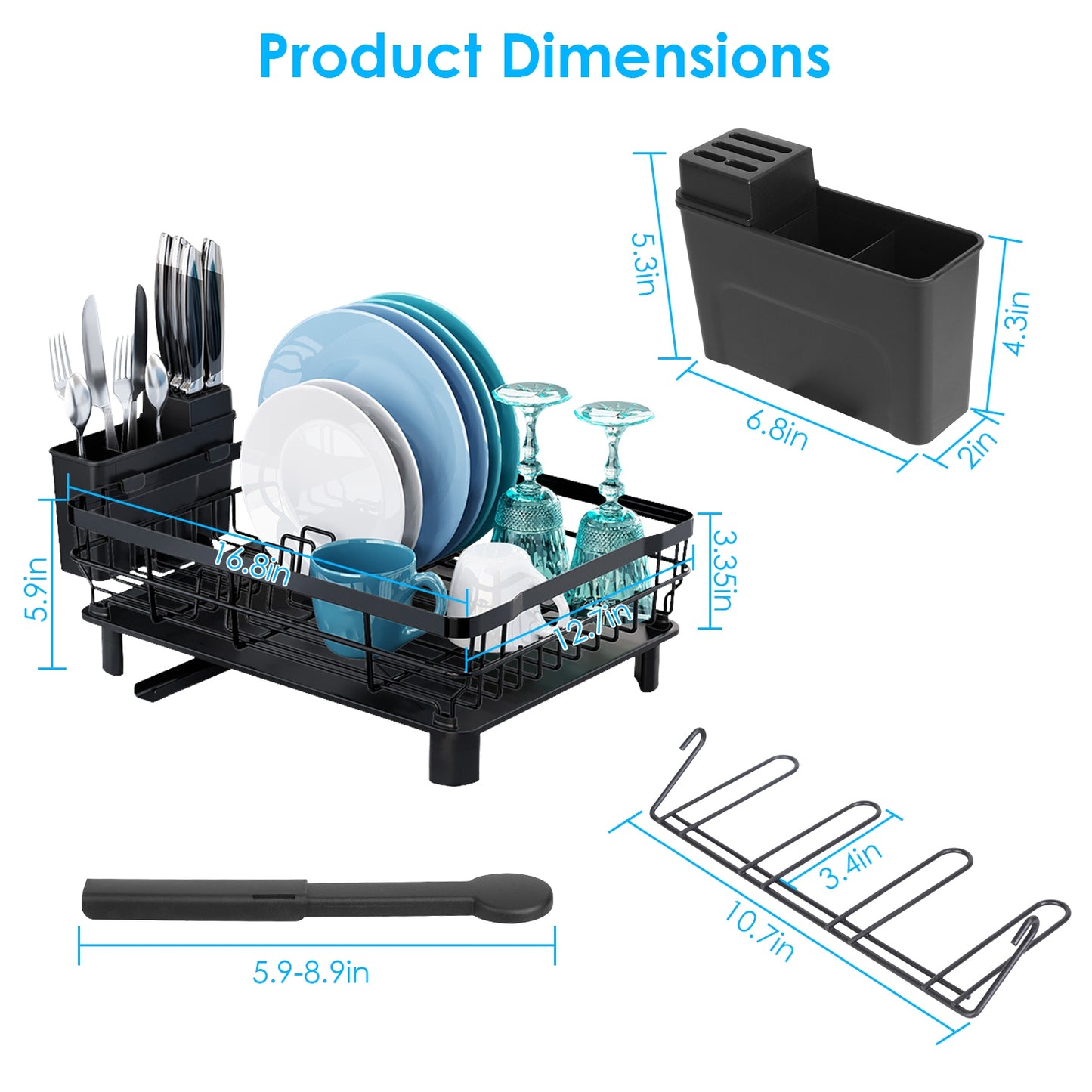 1Pc Dish Drying Rack Drain Board Utensil Holder Organizer Drainer Tableware Organizer Kitchen Countertop Storage Shelf