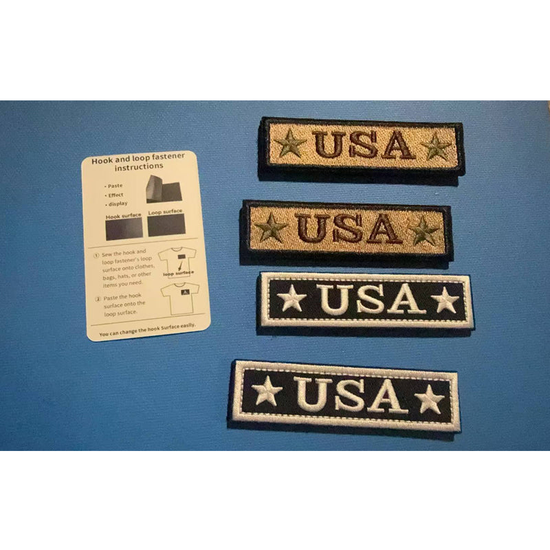 4 Pieces Embroidered USA Tactical Morale Fastener Hook&Loop Patch