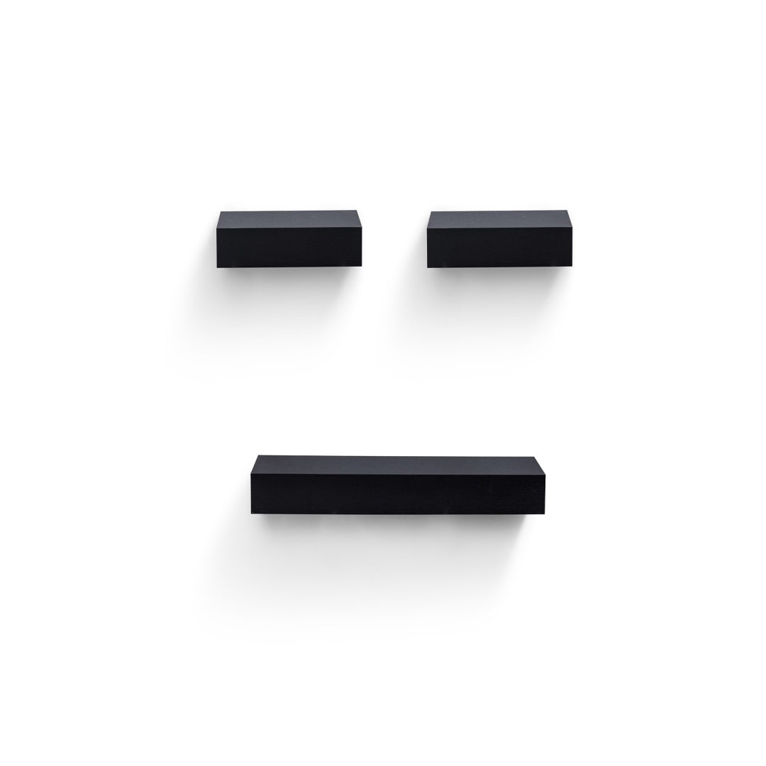 Floating Shelves  23.6 Wall Mounted Wood Shelves For Bathroom, Bedroom, Living Room, Kitchen, Hanging Shelf For Books Storage Decor With Invisible Brackets, Black