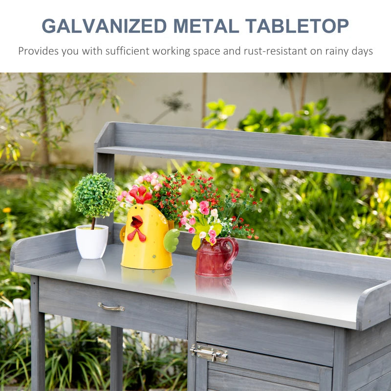 Outdoor Potting Bench Table With Removable Sink