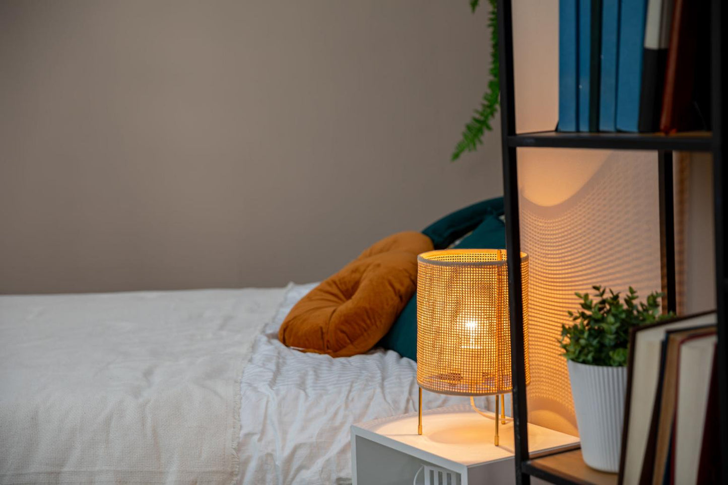 Cozy Corner Floor Lamp with Shelves | Modern Home Lighting